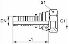 чертеж фитинга ORFS(Г) SAE J1453, ISO 8434-3 прямой ГИДРОТЕК МОСКВА